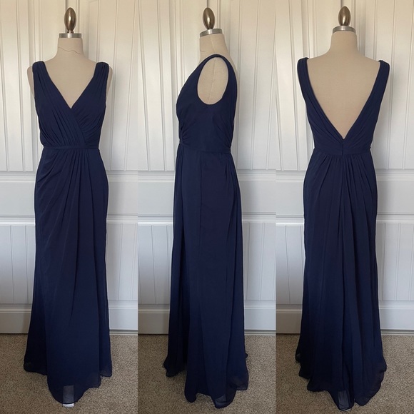 David's Bridal Dresses & Skirts - David's Bridal Marine Faux-Wrap Pleated Chiffon Bridesmaid Dress